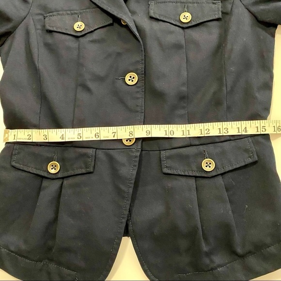 TOMMY HILFIGER Navy Blue Blazer Sz 4 Small Cotton Jacket Coat Military Pocket - Picture 15 of 16